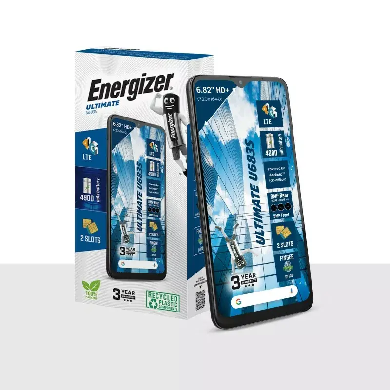 Smartphone Energizer U683SEU, ecrã de 6,82 polegadas, 2 GB RAM, 64 GB, preto