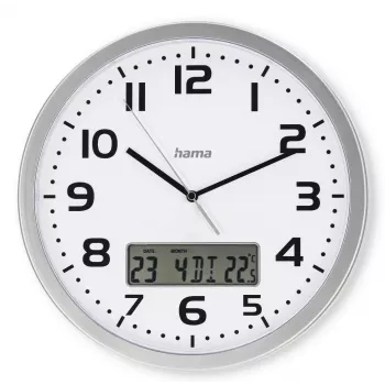 Hama 00185878 Relógio de parede/mesa analógico redondo prateado, branco
