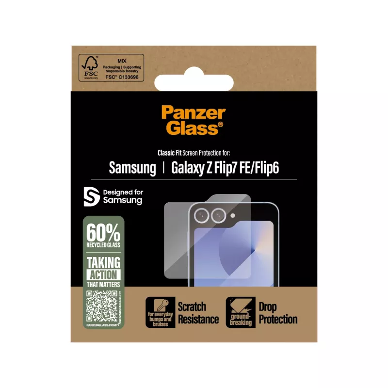PanzerGlass® Proteção de ecrã Samsung Galaxy Z Flip7 FE | Flip6 | Classic Fit