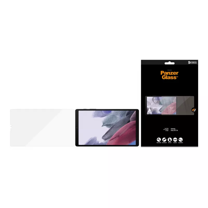 PanzerGlass® Película de proteção de ecrã Samsung Galaxy Tab A7 Lite, Samsung, Samsung - Galaxy Tab A7 Lite, aplicação a seco, resistente a riscos, resistente a choques, transparente, 1 unid.