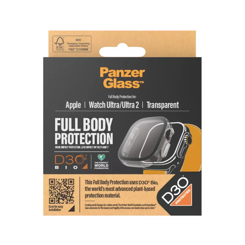 PanzerGlass ® Proteção integral transparente com D3O® Apple Watch Ultra | Ultra 2 | 49mm