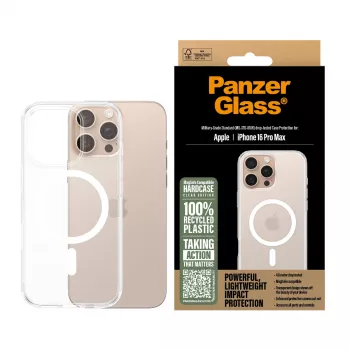 Capa PanzerGlass HardCase transparente com MagSafe branco iPhone 16 Pro Max