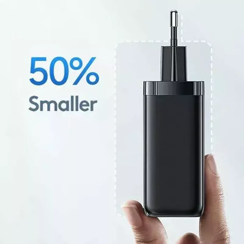Carregador usams T47 USB / USB‑C 65W PD carregador rápido — 65W USB Power Delivery, portas USB-A + USB-C