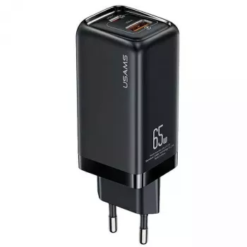 Carregador usams T47 USB / USB‑C 65W PD carregador rápido — 65W USB Power Delivery, portas USB-A + USB-C