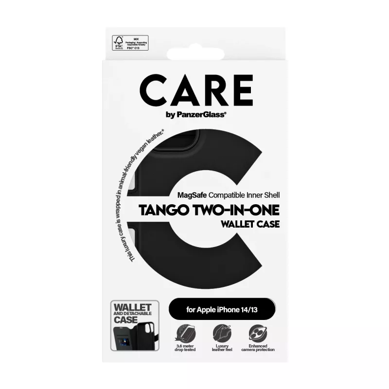 Capa PanzerGlass CARE by Feature Case Tango Two-in-One Wallet MagSafe iPhone 14 13