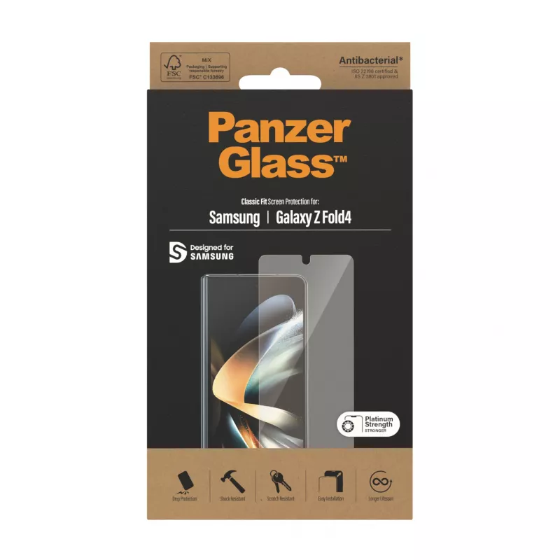 Película protetora de ecrã PanzerGlass para Samsung Galaxy Z Fold4 antibacteriana resistente a riscos