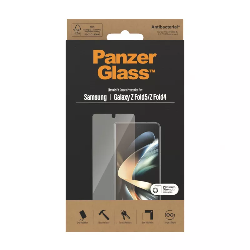Película protetora de ecrã PanzerGlass para Samsung Galaxy Z Fold4 antibacteriana resistente a riscos