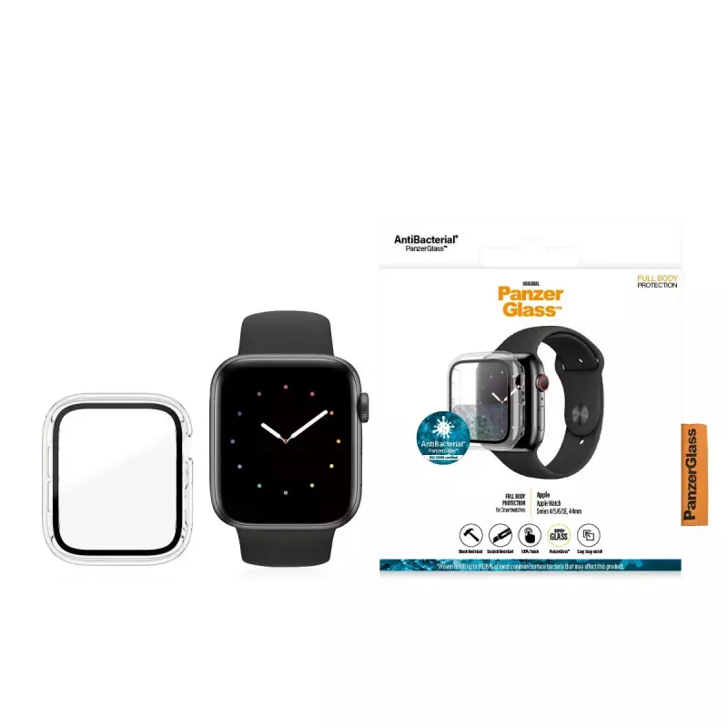 Capa integral PanzerGlass ® transparente Apple Watch SE 3 | SE | 6 | 5 | 4 | 44mm