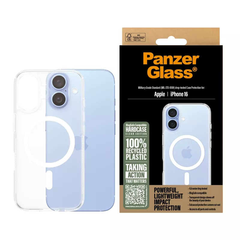 Capa PanzerGlass HardCase transparente com MagSafe branco iPhone '24 6.1 polegadas