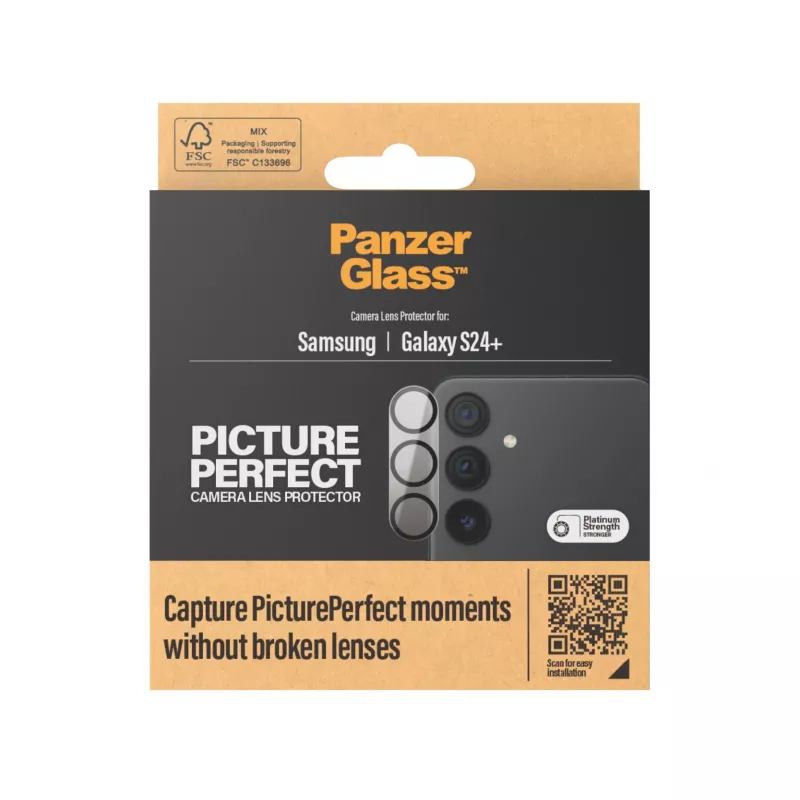 Vidro protetor de lentes da câmara PanzerGlass Samsung Galaxy S24 Plus resistente a riscos e choques