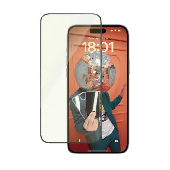 Vidro protetor de ecrã PanzerGlass Eyecare para iPhone 15 Plus — Ultra-Wide Fit, resistente a choques, aplicação a seco