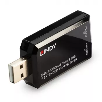 Lindy extensor IR sem fios bidirecional, transceptor, transmissor e recetor AV, 150 m, com fios, preto