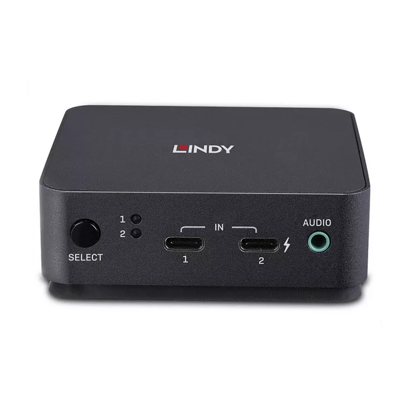 Lindy switch KVM 2 portas Type-C, DisplayPort 1.2, 3840 x 2160 píxeis, 4K Ultra HD, cinzento