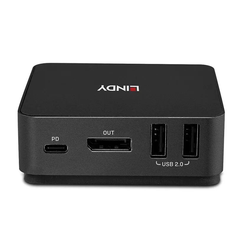 Lindy switch KVM 2 portas Type-C, DisplayPort 1.2, 3840 x 2160 píxeis, 4K Ultra HD, cinzento