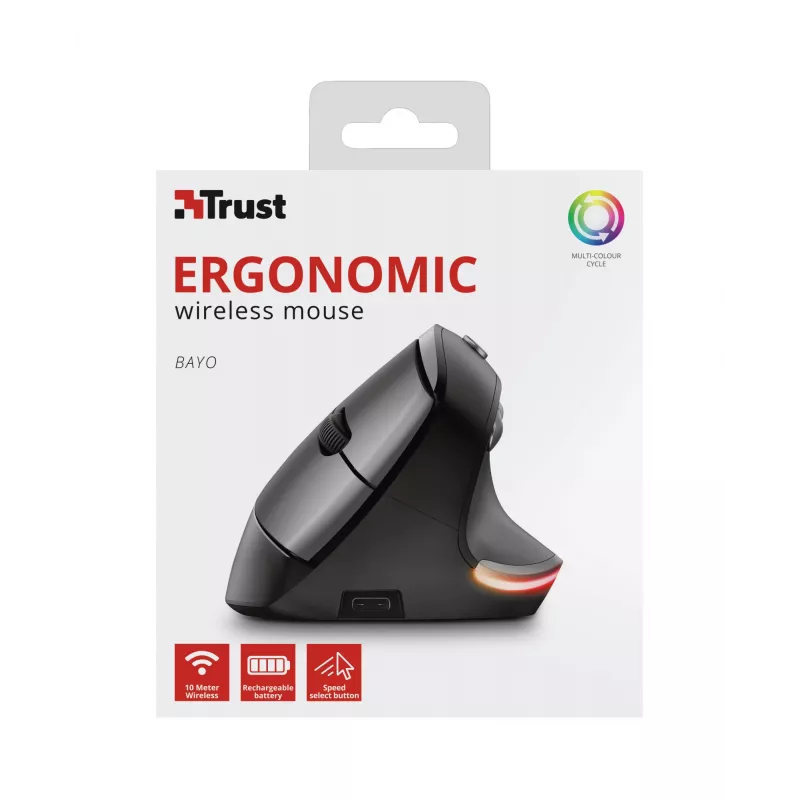 Trust Bayo Ergo Rato 24110, 6 botões, para destros, RF sem fios, ótico, 2400 DPI