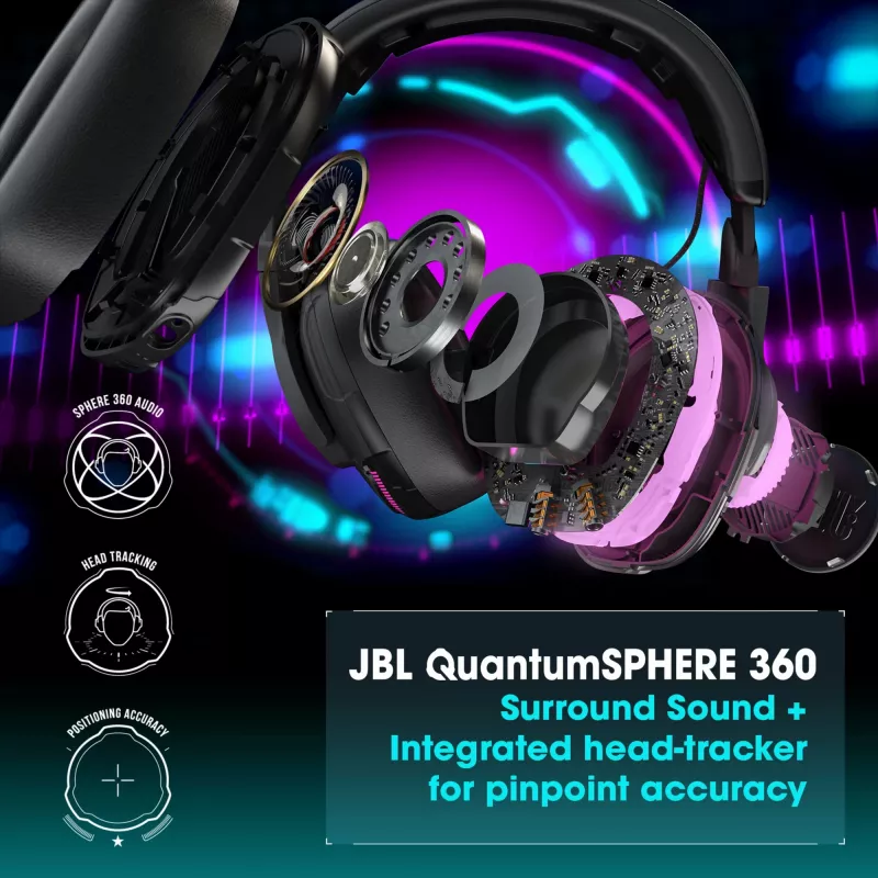 JBL Quantum One auscultadores gaming com fio circum-auriculares, cancelamento ativo de ruído, USB-C, 3,5 mm, 20 - 20000 Hz, pretos