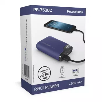 Bateria portátil RealPower PB-7500C 7500 mAh