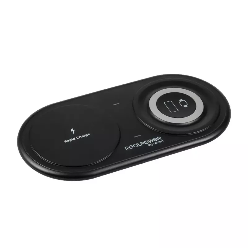 Carregador de interior USB RealPower ChargeAIR Duo para smartphone e smartwatch Preto