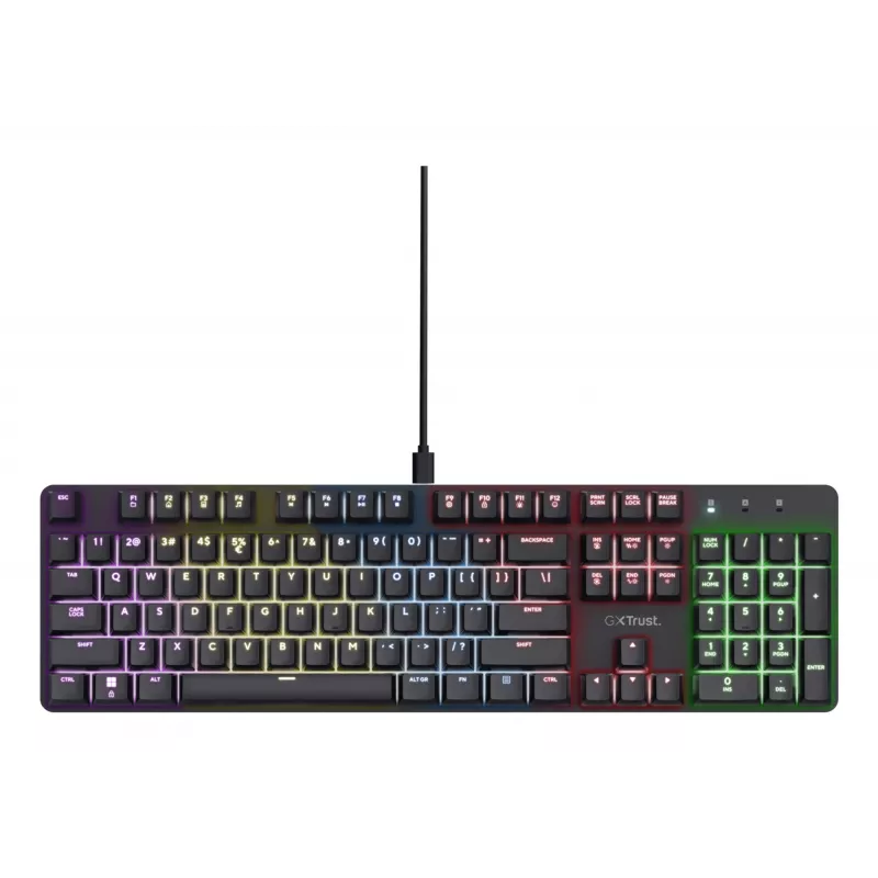 Teclado gaming Trust GXT 871 Zora Mecânico USB RGB Preto