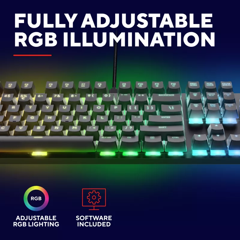 Teclado gaming Trust GXT 871 Zora Mecânico USB RGB Preto