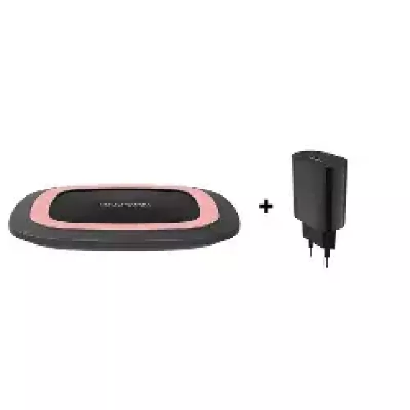 RealPower FreeCharge-10 Estação de carregamento sem fios com adaptador, preto/rosa (266105)