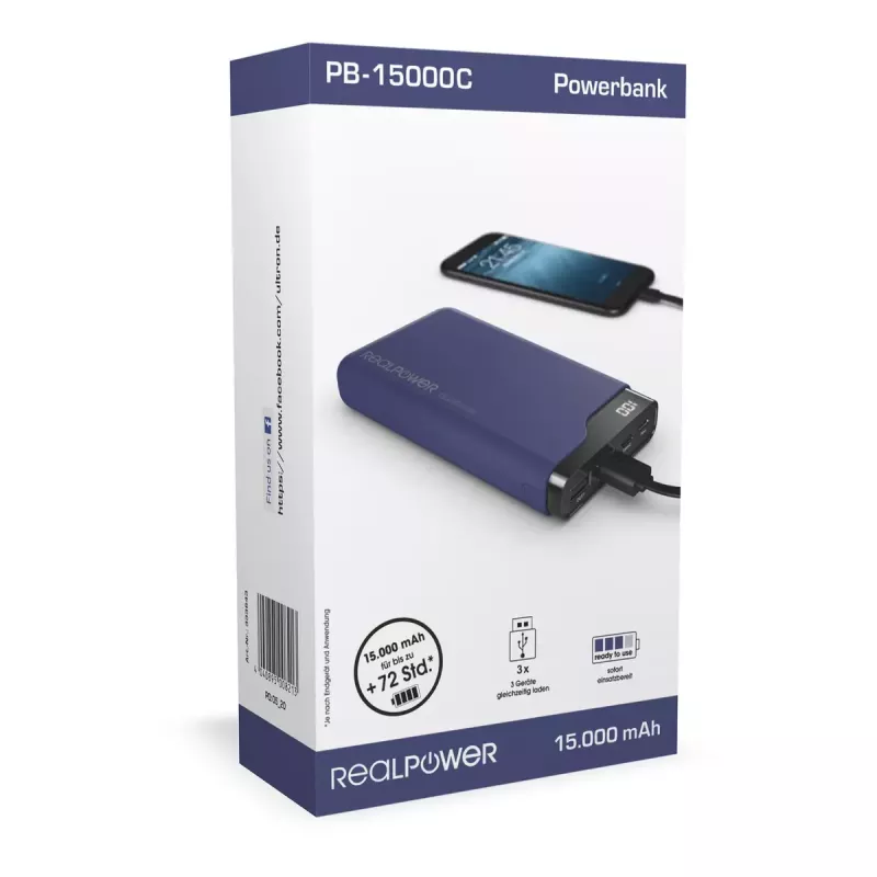 Carregador portátil RealPower PB-15000C 15000 mAh