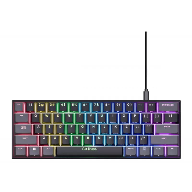 Teclado gaming Trust GXT 867 Acira USB QWERTZ alemão preto cinzento 60% mecânico RGB