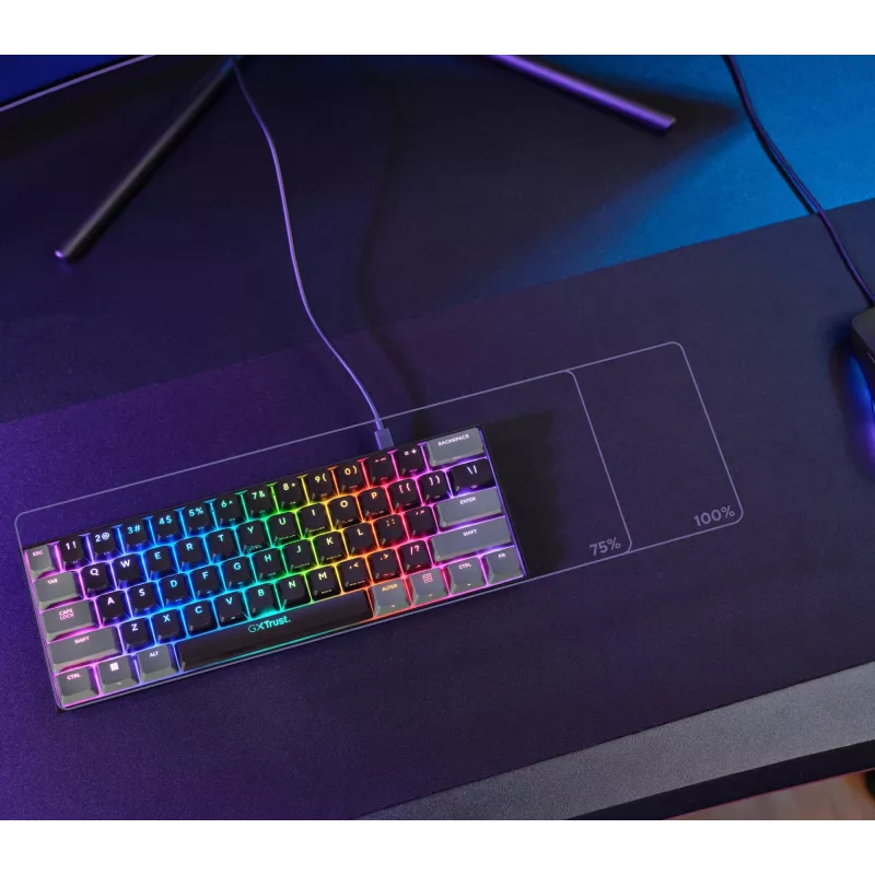 Teclado gaming Trust GXT 867 Acira USB QWERTZ alemão preto cinzento 60% mecânico RGB