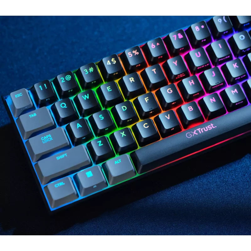Teclado gaming Trust GXT 867 Acira USB QWERTZ alemão preto cinzento 60% mecânico RGB