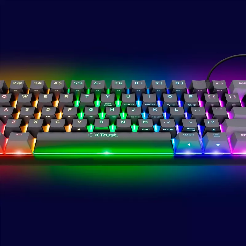 Teclado gaming Trust GXT 867 Acira USB QWERTZ alemão preto cinzento 60% mecânico RGB