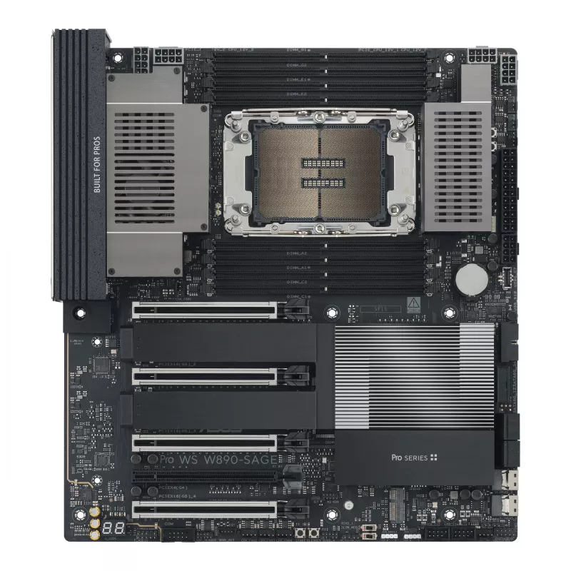 Placa-mãe ASUS PRO WS W890-SAGE — Intel W890, LGA 4710-2, CEB, 8× DIMM, DDR5, Quad-channel, Ethernet 2.5G e 10G