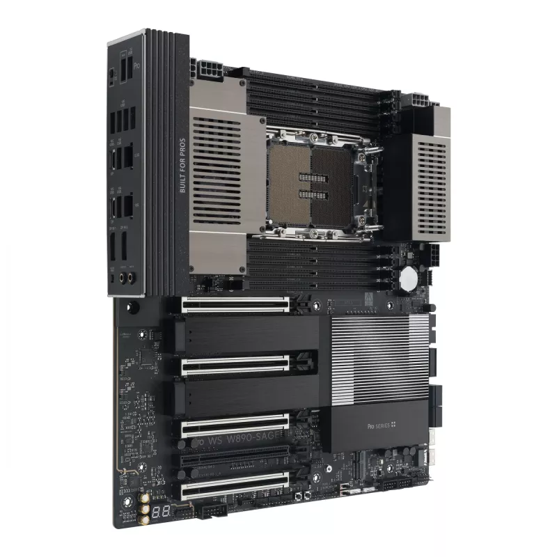 Placa-mãe ASUS PRO WS W890-SAGE — Intel W890, LGA 4710-2, CEB, 8× DIMM, DDR5, Quad-channel, Ethernet 2.5G e 10G