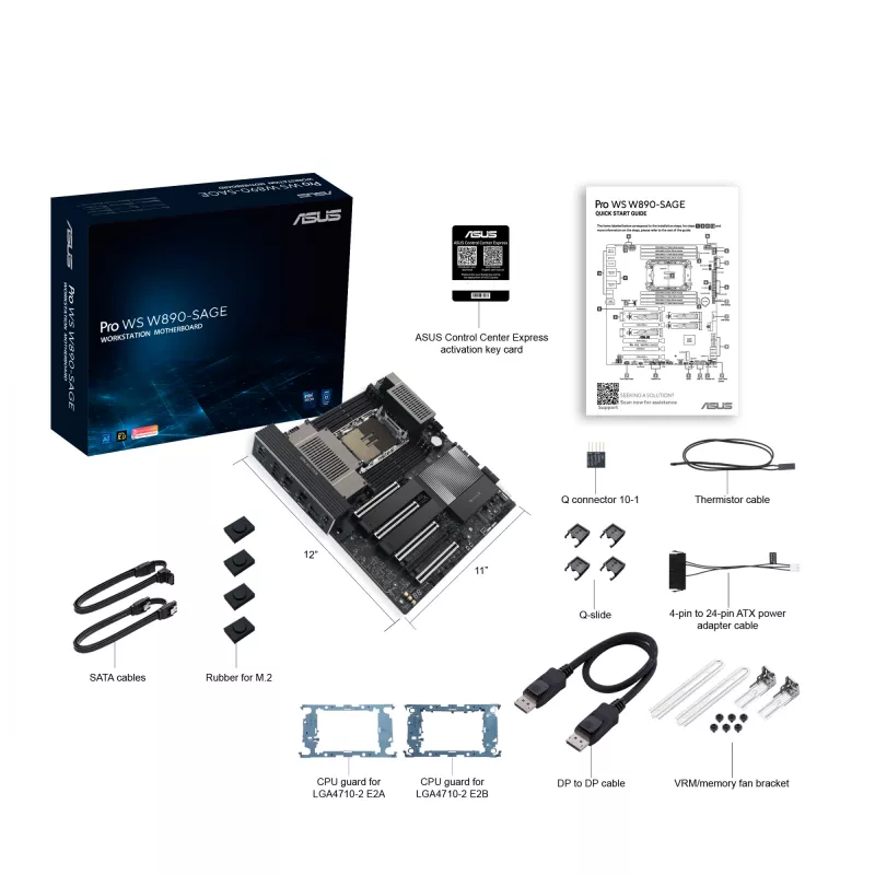 Placa-mãe ASUS PRO WS W890-SAGE — Intel W890, LGA 4710-2, CEB, 8× DIMM, DDR5, Quad-channel, Ethernet 2.5G e 10G