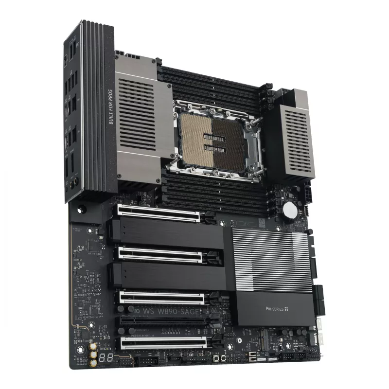 Placa-mãe ASUS PRO WS W890-SAGE — Intel W890, LGA 4710-2, CEB, 8× DIMM, DDR5, Quad-channel, Ethernet 2.5G e 10G