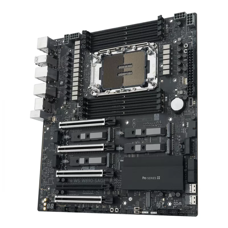 Placa-mãe ASUS PRO WS W890-SAGE — Intel W890, LGA 4710-2, CEB, 8× DIMM, DDR5, Quad-channel, Ethernet 2.5G e 10G