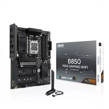 Placa-mãe ASUS B850 MAX GAMING WIFI Socket AM5 ATX, AMD B850, DDR5, 4 DIMM, 256 GB, Wi‑Fi 6E, Ethernet 2.5Gb