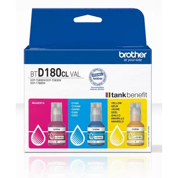 Frascos de tinta originais Brother BTD180CLVAL 3 peças ciano magenta amarelo