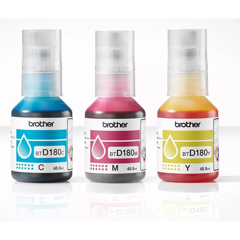 Frascos de tinta originais Brother BTD180CLVAL 3 peças ciano magenta amarelo