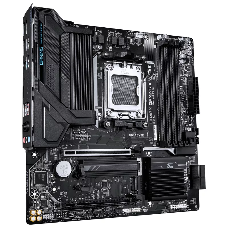 Placa-mãe GIGABYTE B840M GAMING X WIFI6E - CPUs AMD Ryzen 9000, VRM 8+2+2 fases, até 8200MHz DDR5(O.C), 2xPCIe 4.0 M.2, Wi-Fi 6E, LAN 2.5GbE, USB 3.2 Gen 1