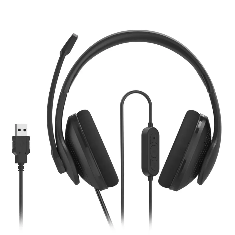 Headset Hama HS-USB300 V2 com fios arco de cabeça escritório/call center USB Type-A preto