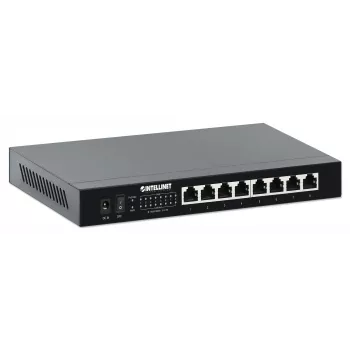 Intellinet Switch Ethernet PoE+ 8 portas 2,5G Oito portas PSE PoE+ 10/100/1000/2500 Mbps, orçamento de energia PoE de 100 W, não gerido, formato de secretária, opção de montagem na parede