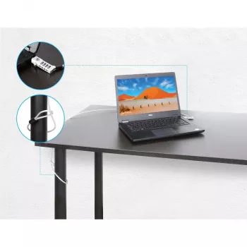 Manhattan Fechadura universal combinada para portátil para Noble Wedge®, Nano e K-Slot, fechadura antifurto 3-em-1 segura para portátil, combinação de 4 dígitos redefinível, 1,8 m, cabo de aço-carbono resistente ao corte, revestimento de PVC translúcido, prateado