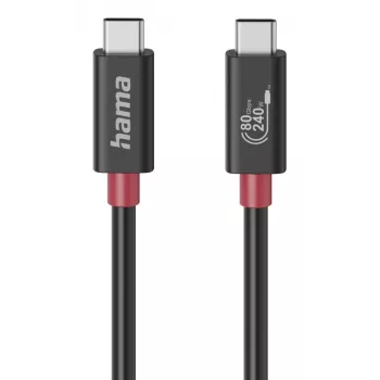 Cabo USB-C Hama, E-Marker, USB4 Gen4, 80 Gbit/s, 5 A, 240 W, 1,00 m