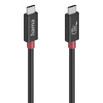 Cabo USB-C Hama, E-Marker, USB4 Gen4, 80 Gbit/s, 5 A, 240 W, 1,00 m
