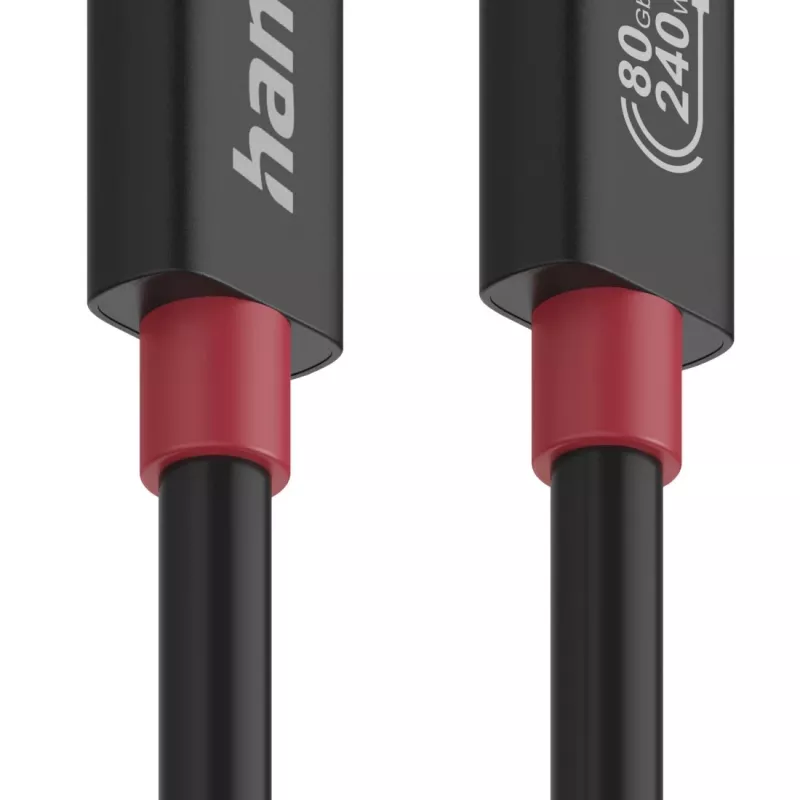 Cabo USB-C Hama, E-Marker, USB4 Gen4, 80 Gbit/s, 5 A, 240 W, 1,00 m