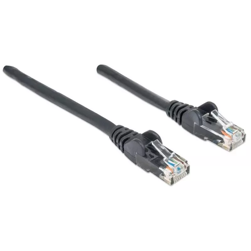 Cabo de rede Patch Intellinet, Cat6, 0,5 m, Preto, CCA, U/UTP, PVC, RJ45, contactos banhados a ouro, proteção anti-dobras sem patilhas, proteção anti-dobras moldada, Garantia vitalícia