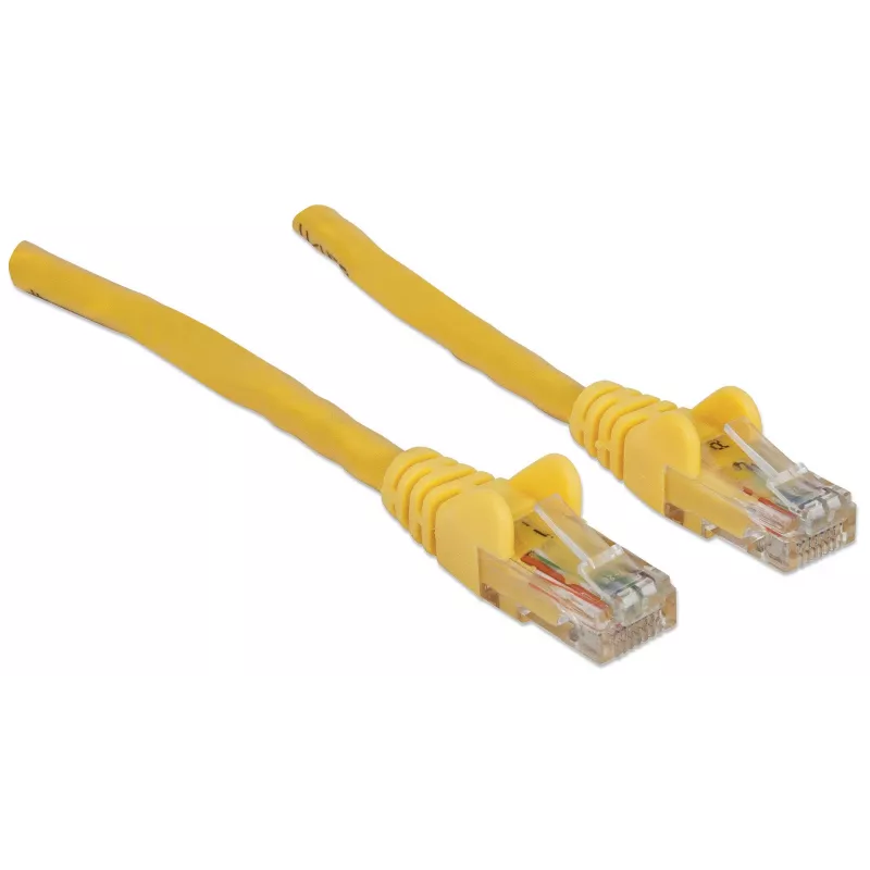 Cabo de rede Patch Intellinet, Cat6, 2 m, Amarelo, CCA, U/UTP, PVC, RJ45, contactos banhados a ouro, proteção das patilhas, bainha anti-dobras, garantia vitalícia