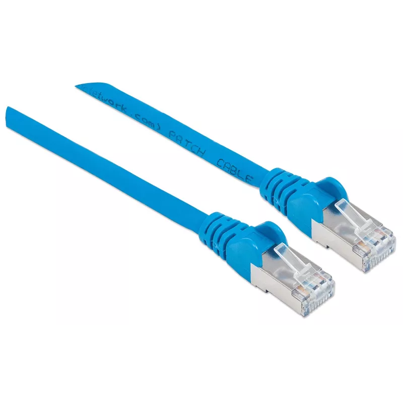 Cabo de rede patch Intellinet, Cat6, 10 m, azul, cobre, S/FTP, LSOH/LSZH, PVC, RJ45, contactos banhados a ouro, proteção contra dobras sem patilha, protegido, garantia vitalícia