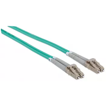 Cabo de fibra ótica patch Intellinet, OM3, LC/LC, 3 m, aqua, duplex, multimodo, 50/125 µm, LSZH, fibra, garantia vitalícia