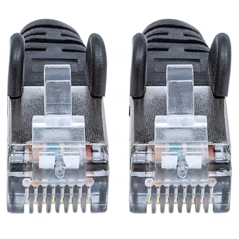 Cabo de rede patch Intellinet, Cat6A, 5 m, preto, cobre, S/FTP, LSOH / LSZH, PVC, RJ45, contactos banhados a ouro, snagless, bainha de proteção contra dobras, garantia vitalícia